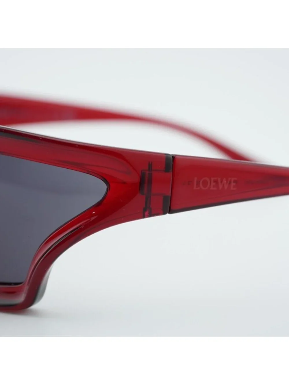 Loewe LW40143U 66A Sunglasses Shiny Red Rectangle Frame, Grey Lenses